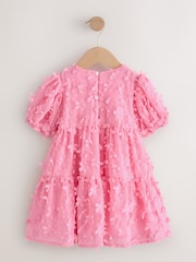 Bright Pink Short Sleeve 3D Flowers Dress (3mths-8yrs) - Image 2 of 5
