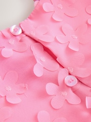 Bright Pink Short Sleeve 3D Flowers Dress (3mths-8yrs) - Image 3 of 5
