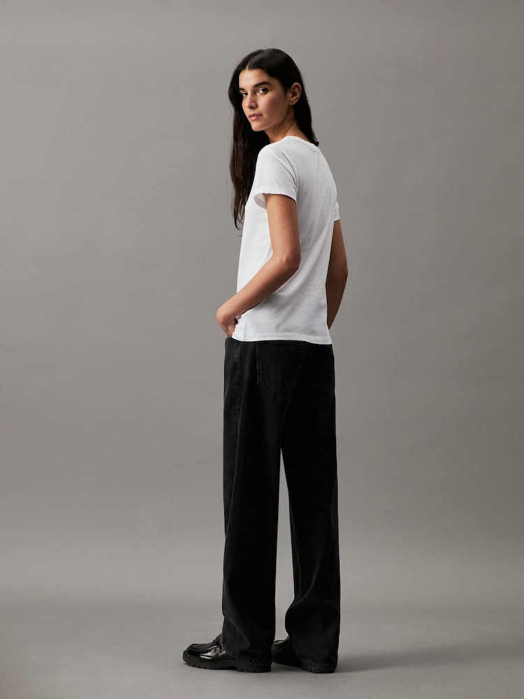 Branco - Camiseta Calvin Klein Slim de algodão - Imagem 1 de 5