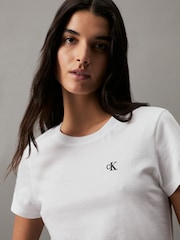 Branco - Camiseta Calvin Klein Slim de algodão - Imagem 3 de 5
