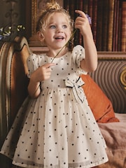 Ecru Spot Bow Dress (3mths-8yrs) - Image 1 of 8