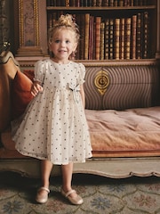 Ecru Spot Bow Dress (3mths-8yrs) - Image 2 of 8