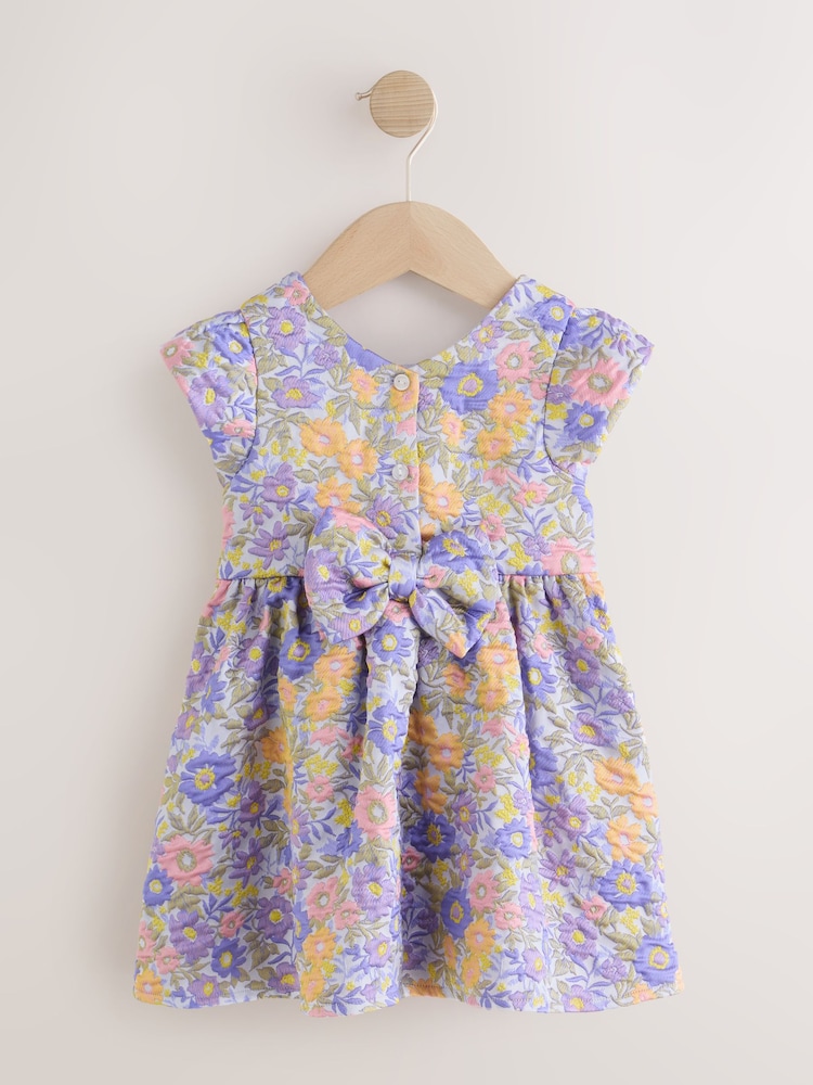 Purple Floral Jacquard Prom Dress (3mths-8yrs) - Image 2 of 6 Purple Floral Jacquard Prom Dress (3mths-8yrs) - Image 2 of 6