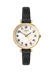 Limit  30mm Womens Round Gold Analogue Watch with Black Strap - Image 1 of 4