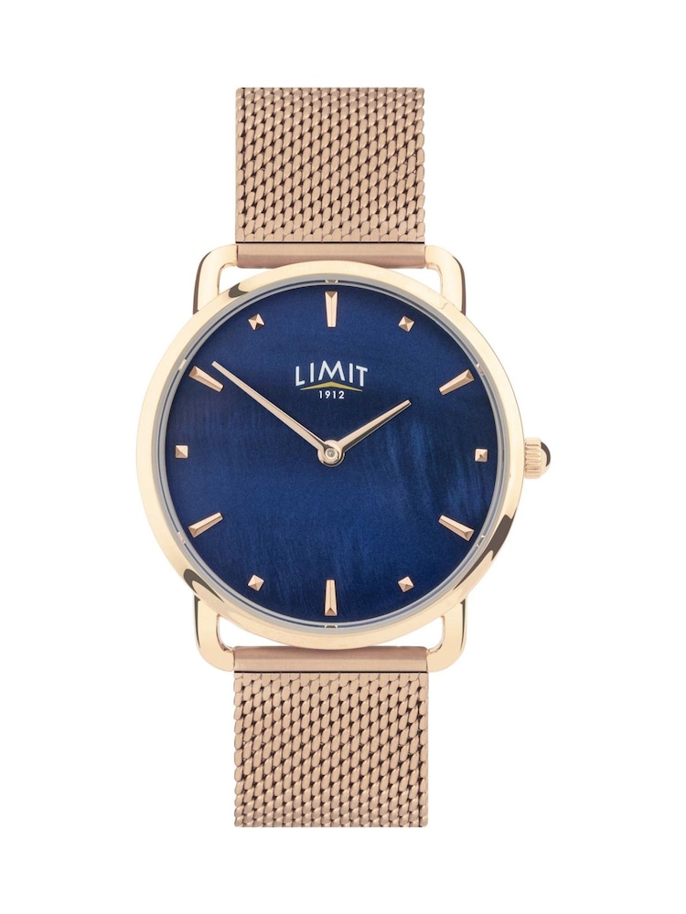 Limit  33mm Womens Round Rose Gold Analogue Watch with Rose Gold Mesh Strap - Image 1 of 4