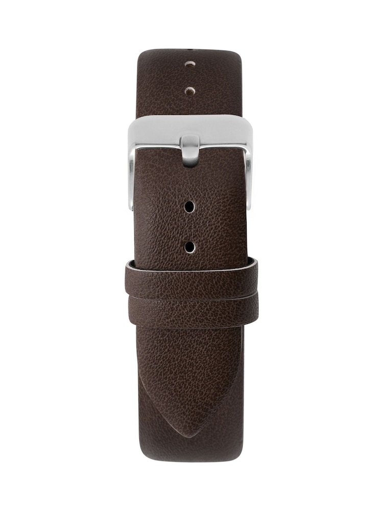 Limit Modern 38mm Mens Round Silver Analogue Watch with Brown Strap - Image 2 of 4