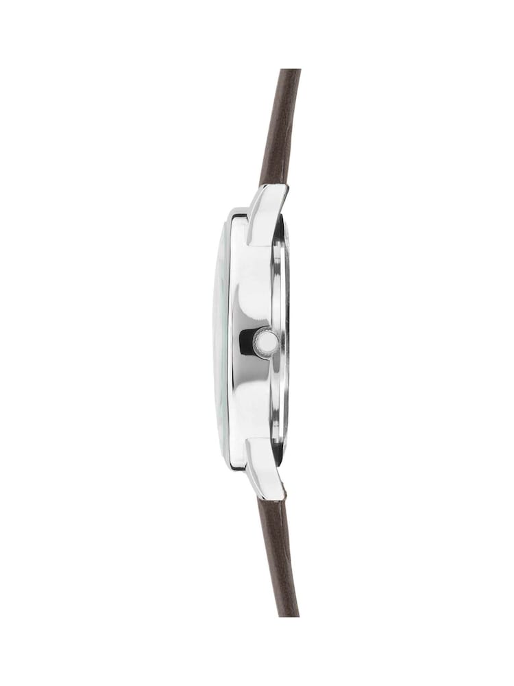 Limit Modern 38mm Mens Round Silver Analogue Watch with Brown Strap - Image 4 of 4
