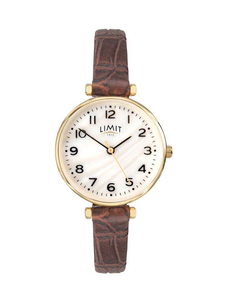 Limit Classic 30mm Womens Round Gold Analogue Watch with Brown Strap - Image 1 of 4