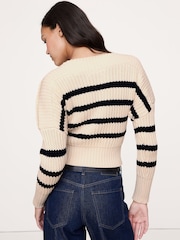 Banana Republic Beige Cotton Button-Shoulder Sweatshirt - Image 2 of 4