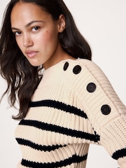 Banana Republic Beige Cotton Button-Shoulder Sweatshirt - Image 3 of 4