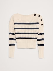 Banana Republic Beige Cotton Button-Shoulder Sweatshirt - Image 4 of 4
