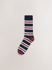 Blue/Ecru Striped 10 Pack Cushioned Sole Comfort Socks - Image 6 of 14