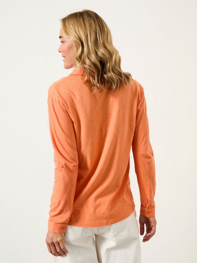 FatFace Paige Bright Orange Jersey Shirt - Image 2 of 6 FatFace Paige Bright Orange Jersey Shirt - Image 2 of 6