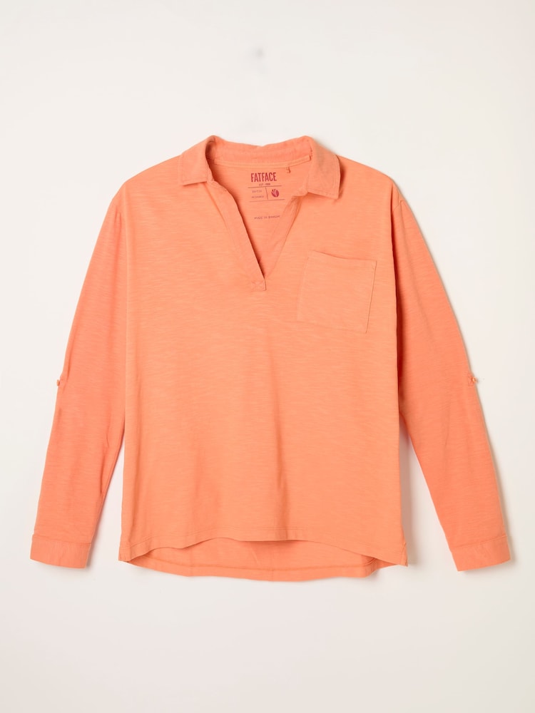 FatFace Paige Bright Orange Jersey Shirt - Image 6 of 6 FatFace Paige Bright Orange Jersey Shirt - Image 6 of 6