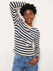 FatFace Callie Navy Stripe Long Sleeve Top - Image 1 of 6