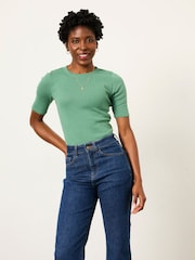 FatFace Callie Green Pointelle Top - Image 1 of 5