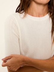 FatFace Callie Ivory Pointelle Top - Image 3 of 5