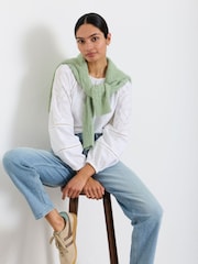 FatFace Ally White Embroidered Sleeve Top - Image 5 of 6