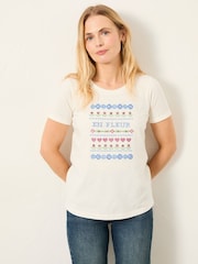 FatFace Natalie Ivory Tapestry T Shirt - Image 3 of 4