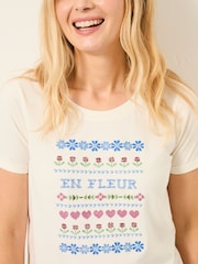 FatFace Natalie Ivory Tapestry T Shirt - Image 4 of 4