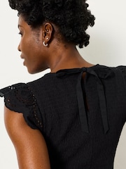 FatFace Betty Black Shirred Top - Image 3 of 6