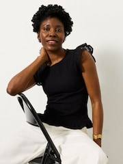 FatFace Betty Black Shirred Top - Image 4 of 6