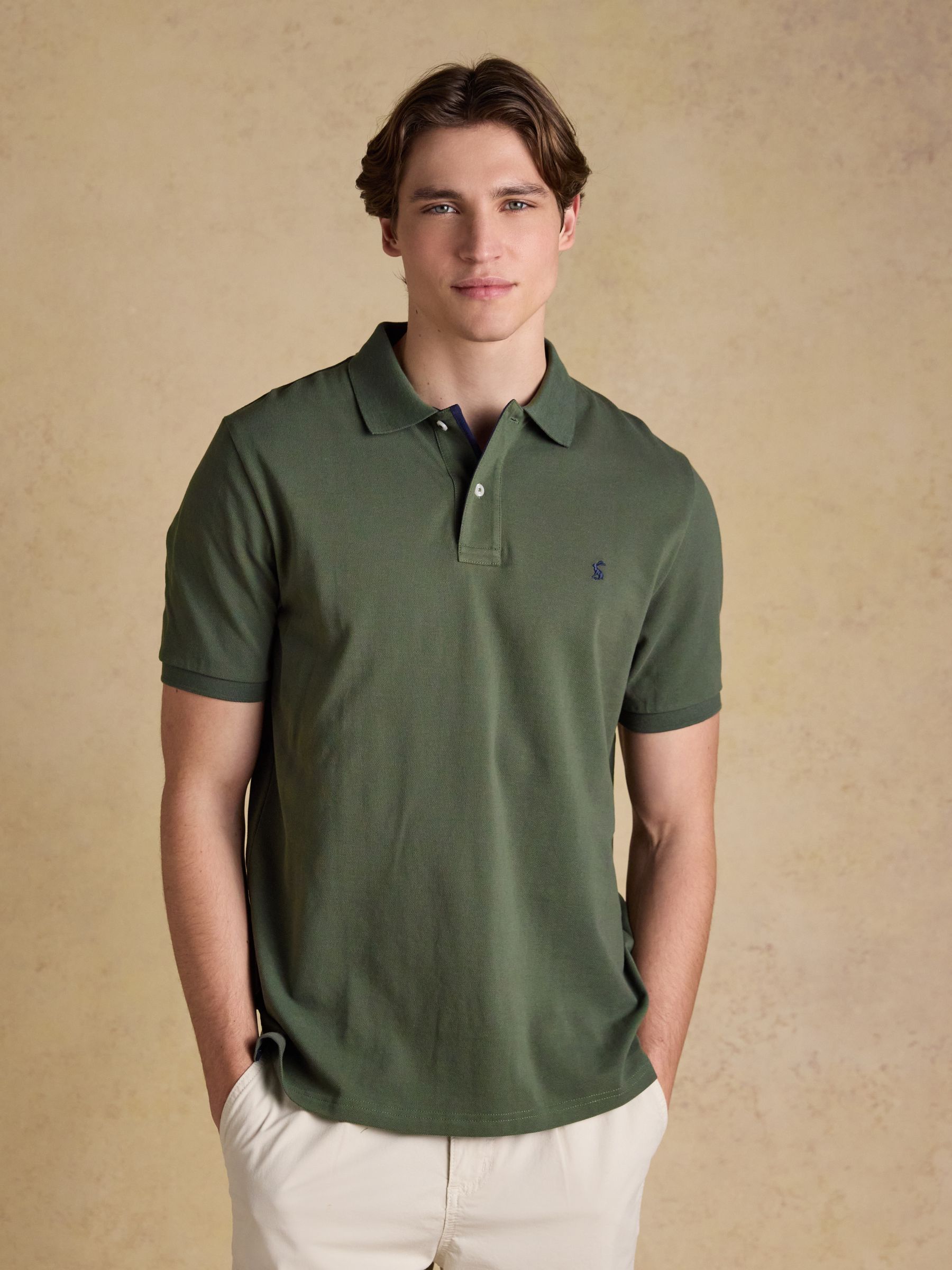Buy Joules Woody Khaki Green Short Sleeve Cotton Pique Polo Shirt