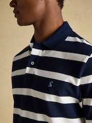 Joules Woody Navy & White Stripe Cotton Pique Polo Shirt - Image 4 of 9