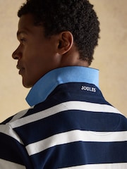 Joules Woody Navy & White Stripe Cotton Pique Polo Shirt - Image 7 of 9
