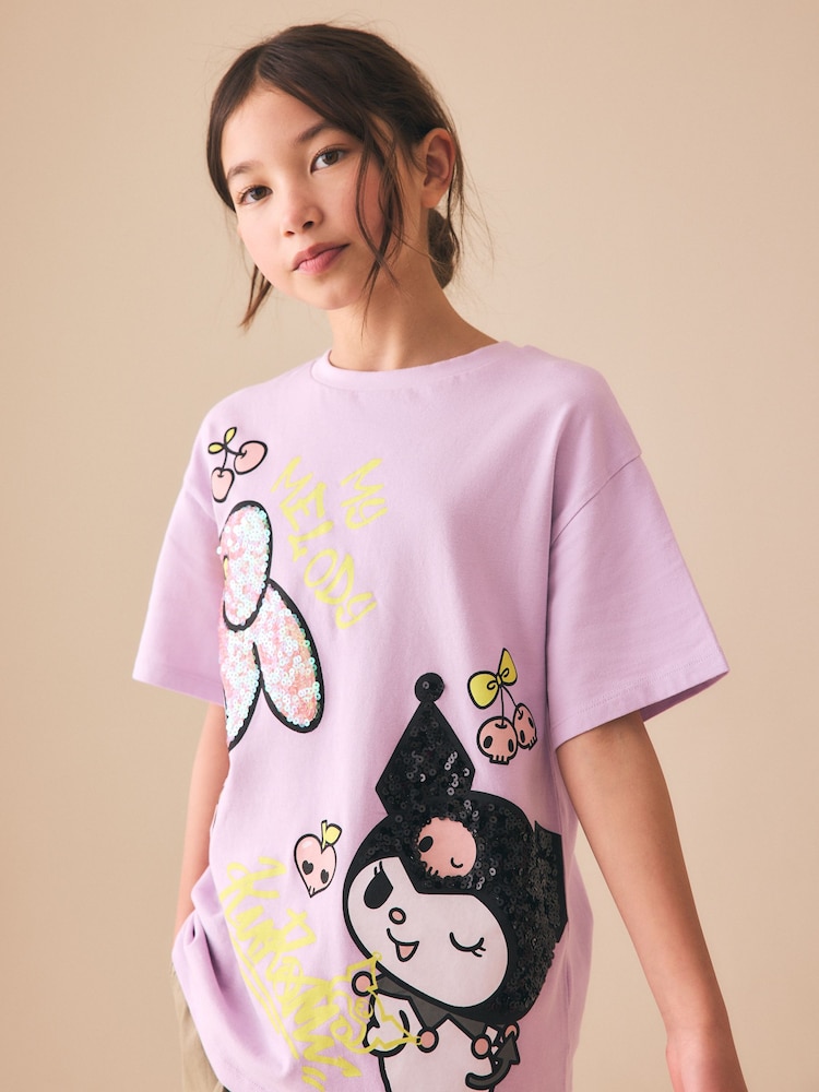 Purple Kuromi Sequin License Graphic T-Shirt (3-16yrs) - Image 1 of 8