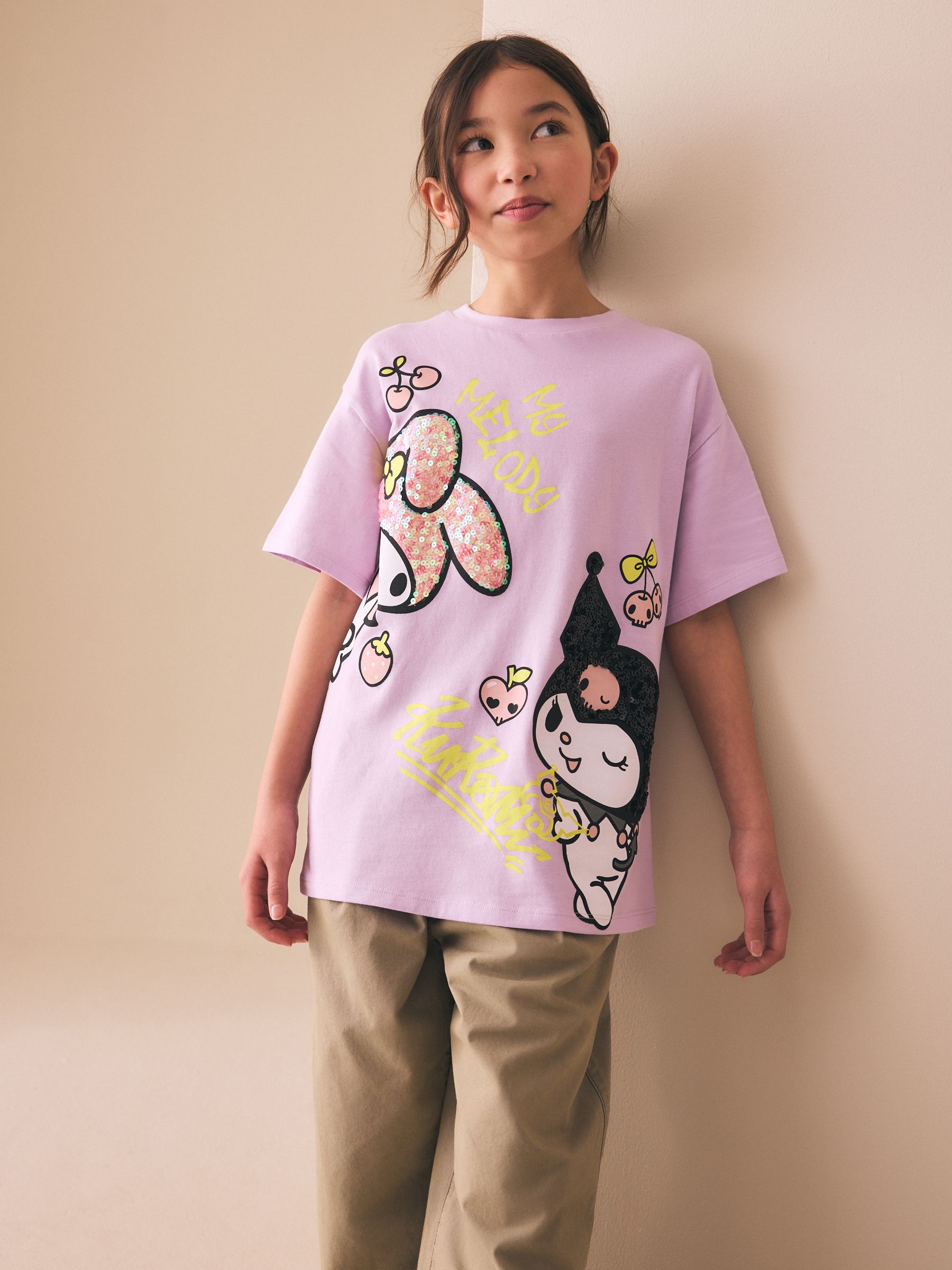 Buy Purple Kuromi Sequin Graphic T-Shirt (3-16yrs) from Next USA