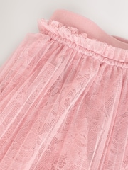 Pink Mesh and Lace Pleated Maxi Skirt - Image 7 of 7