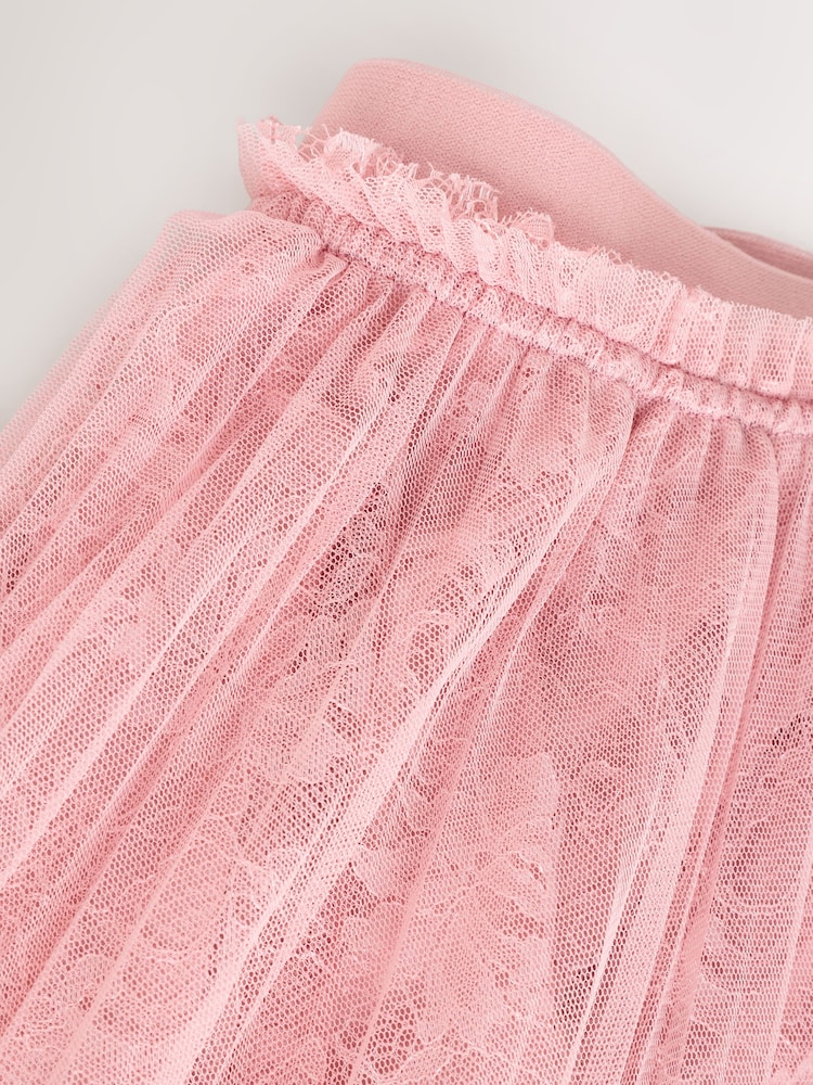 Pink Mesh and Lace Pleated Maxi Skirt - Image 7 of 7