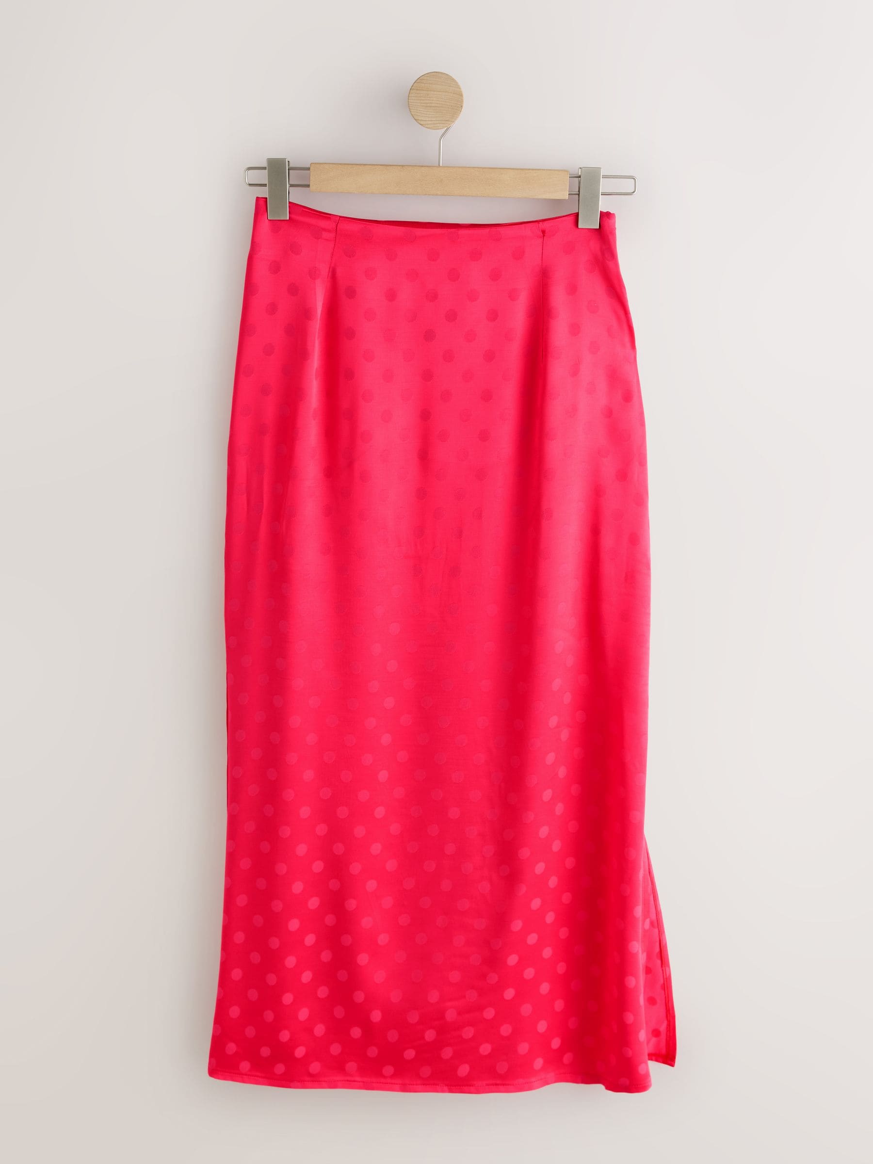 Buy Coral/Pink Jacquard Polka Dot Satin Skirt from Next USA