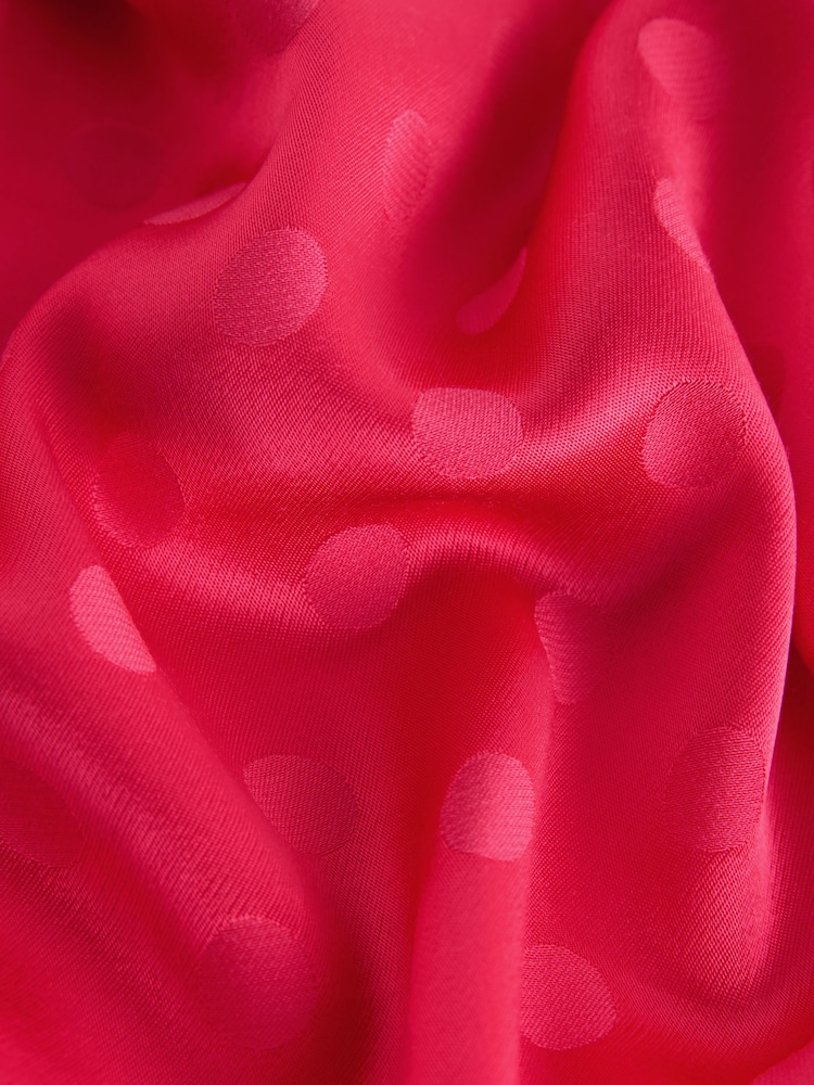 Coral/Pink Jacquard Polka Dot Satin Skirt - Image 7 of 7 Coral/Pink Jacquard Polka Dot Satin Skirt - Image 7 of 7
