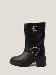 Monsoon Black Jade Leather Biker Boots - Image 2 of 3