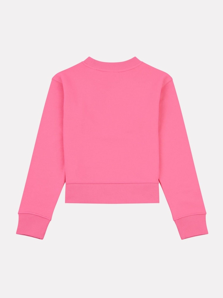 New Balance Pink Kids French Terry Stacked Logo Crew Sweatshirt - Image 2 of 3