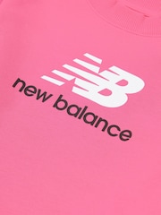 New Balance Pink Kids French Terry Stacked Logo Crew Sweatshirt - Image 3 of 3