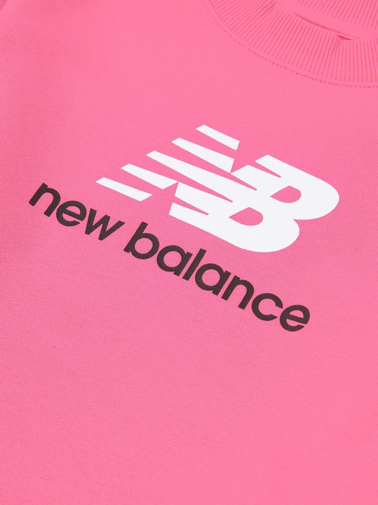 New Balance Pink Kids French Terry Stacked Logo Crew Sweatshirt - Image 3 of 3