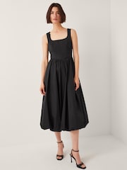 Monsoon Black Prim Sleeveless Bubble Hem Midi Dress - Image 1 of 4