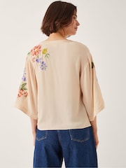 Monsoon Cream Sylvia Floral Print Embroidered V-Neck Top - Image 2 of 4