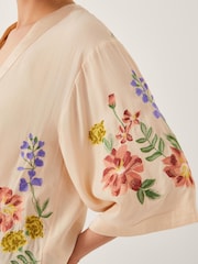 Monsoon Cream Sylvia Floral Print Embroidered V-Neck Top - Image 4 of 4