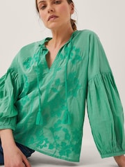 Monsoon Green Milly Slouchy Embroidered Blouse - Image 10 of 12