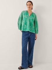 Monsoon Green Milly Slouchy Embroidered Blouse - Image 4 of 12