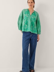 Monsoon Green Milly Slouchy Embroidered Blouse - Image 8 of 12