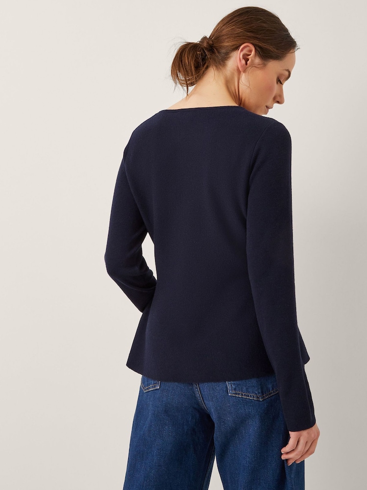 Monsoon Blue Paula Peplum Bow Jumper - Image 2 of 5