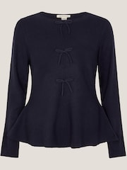 Monsoon Blue Paula Peplum Bow Jumper - Image 5 of 5