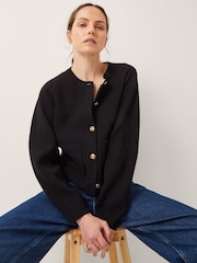 Monsoon Black Bria Crew Neck Cardigan - Image 1 of 5