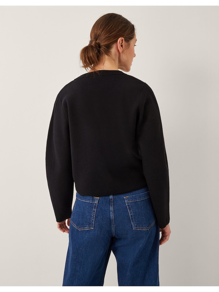 Monsoon Black Bria Crew Neck Cardigan - Image 2 of 5