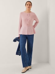 Monsoon Pink Paula Peplum Bow Jumper - Image 3 of 5